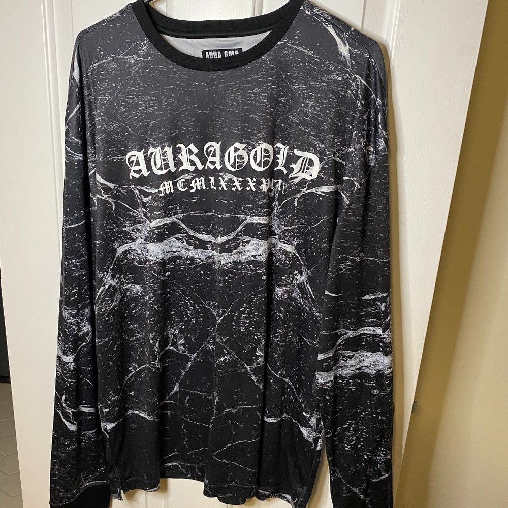 Aura Gold Water Splash Graphic Longsleeve Tee Shirt Vintage Big Sean Apparel